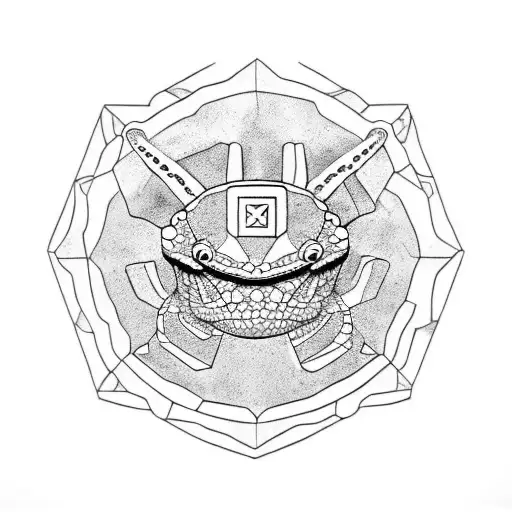 Petrified Chameleon On Aztec Stone