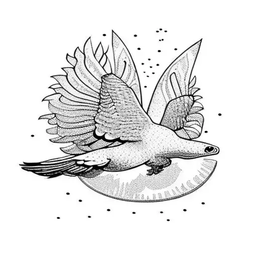 Mushrooms With Flying Eagle