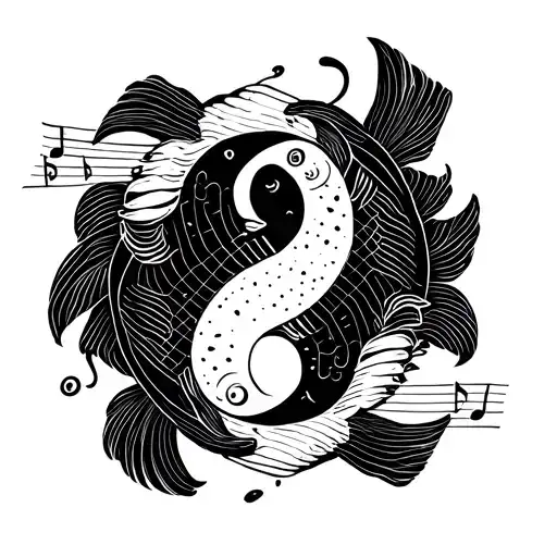 Pisces Koi Yin Yang Music Notes