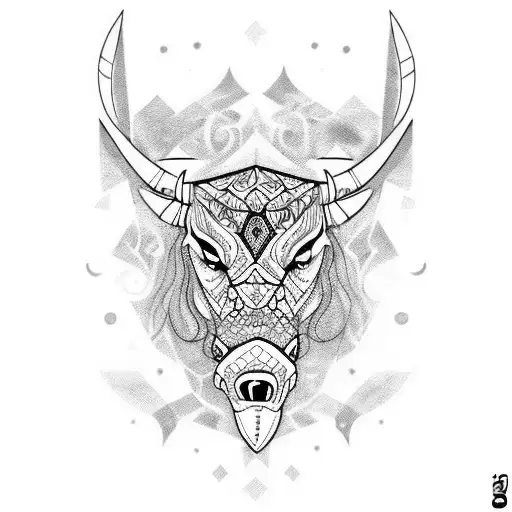 Mad Bull Face With Patterns