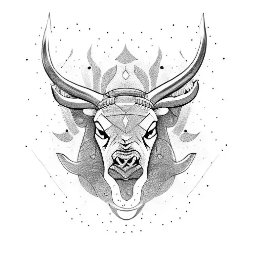 Mad Bull Face With Patterns