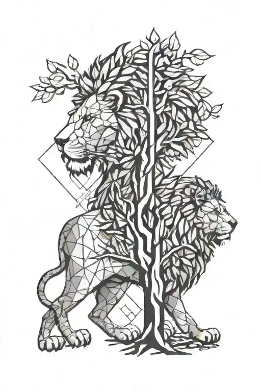 Lion And Tree