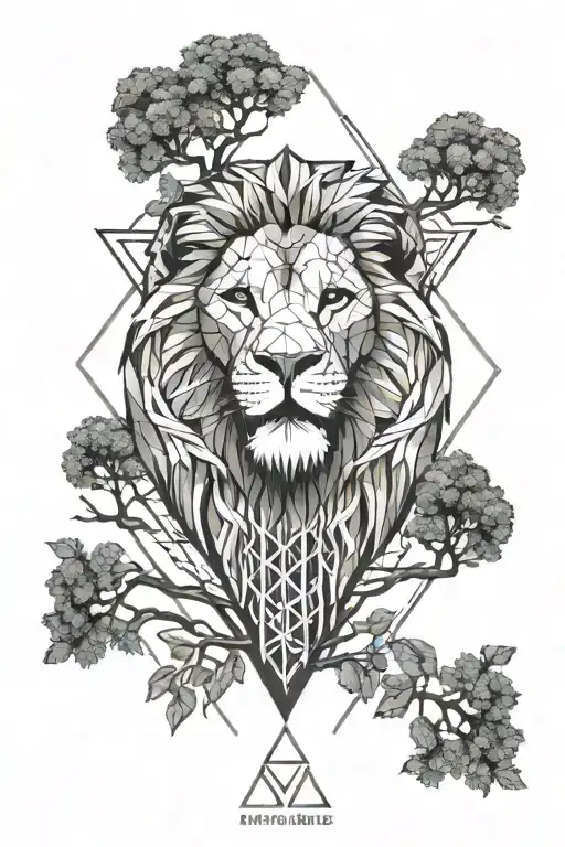 Lion And Tree