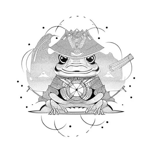 Samurai Frog With Pumpkin Hat