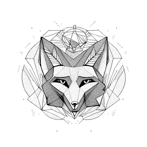 Fox Head On Minimalistic Geometric Symbols