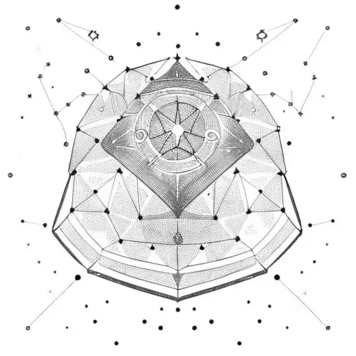 A Constellation Of Zodiac Symbols Forming A Knight's Helmet