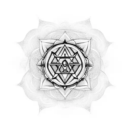 Sri Yantra On A 3D Polygon Pattern Background