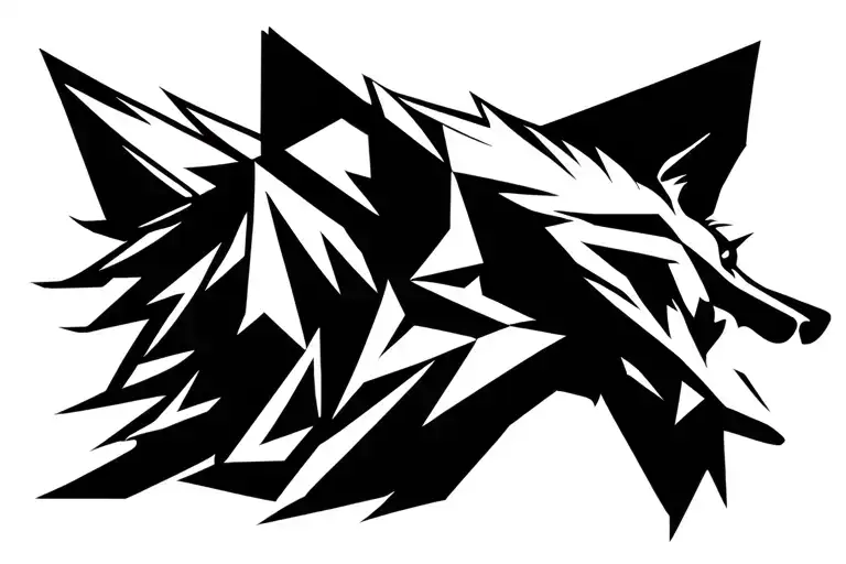 White Female Wolf Silhouette