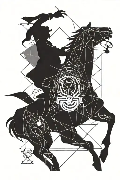 Man On Hourse An Fire In Fine Line