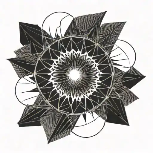 A Geometric Shaded Sun With Lines As Rays