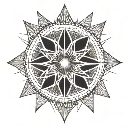 A Geometric Shaded Sun With Lines As Rays Shining