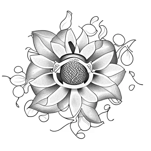 Passion Fruit And Vine Withe Flowers In Color For Arm