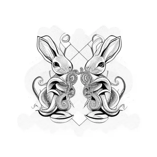 Rabbit Fighting With An Octopus