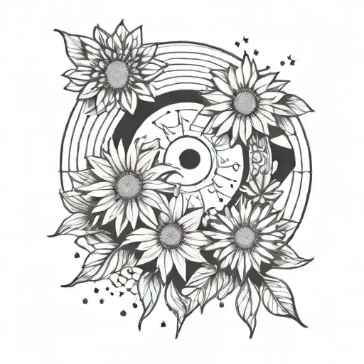 Daisies And Moon And Sun