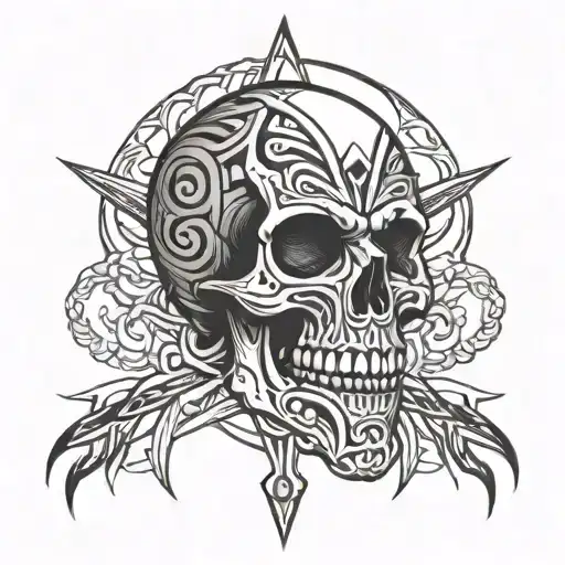 Tribal Skull Japaneese Traditional