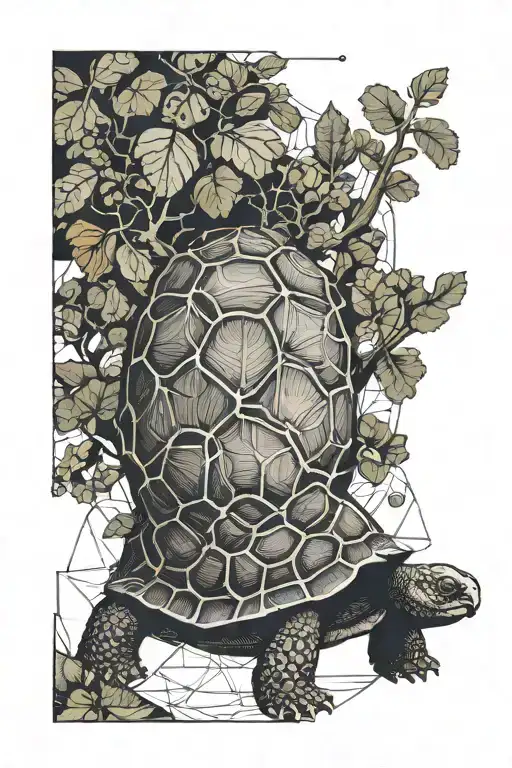 Tortoise With Oak Tree Growing On Its Back