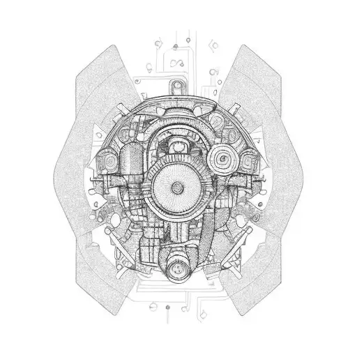 A Car Engine With Circuitry Details