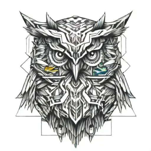 Cyberpunk Owl Sitting