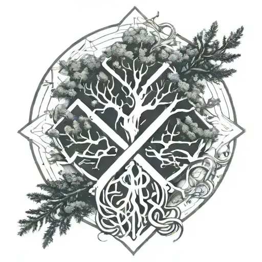 Draw A Sigil Tattoo From The Letters S M With Cypress Tree