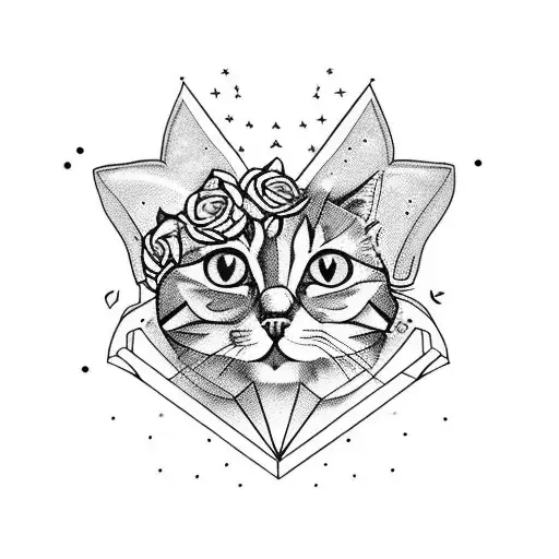 Small Cat With Rose And Buttle Of Beer