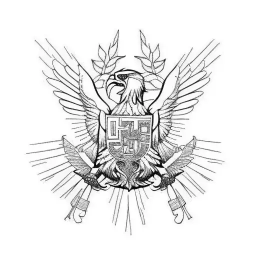 Austrian Eagle Line Drawing For Hand