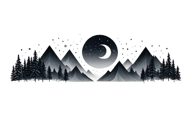 Forest And Mountains Turning Three Moons