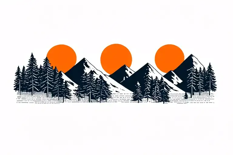 Forest And Mountains Turning Three Suns