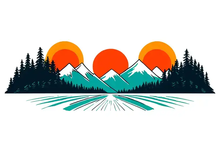 Forest And Mountains Turning Four Suns