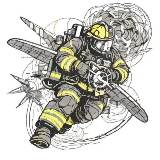 A Firefighter Battling A Massive Aircraft Fire With A Hose