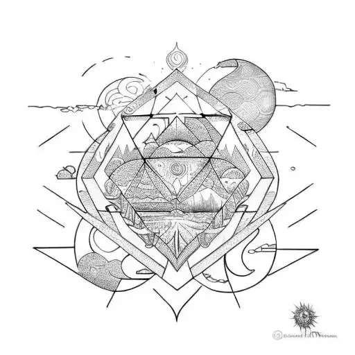 Geo Symteric Shapes Tatto Mood And Sun