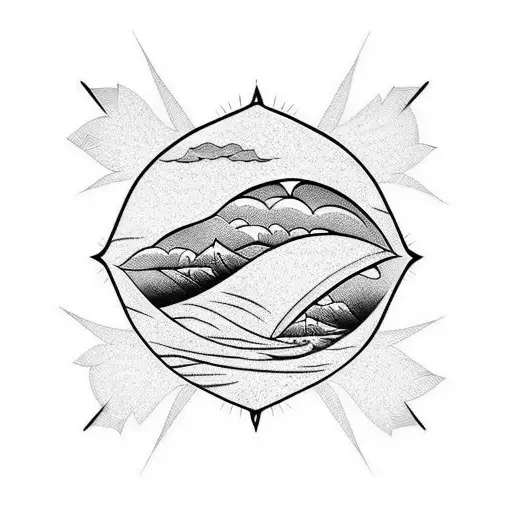 Sun Shining With A Wave In The Middle