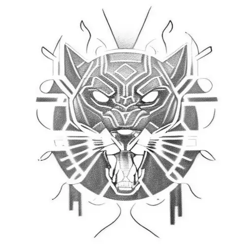 Black Panther With Claws And Glowing Violent Outline With Dominance