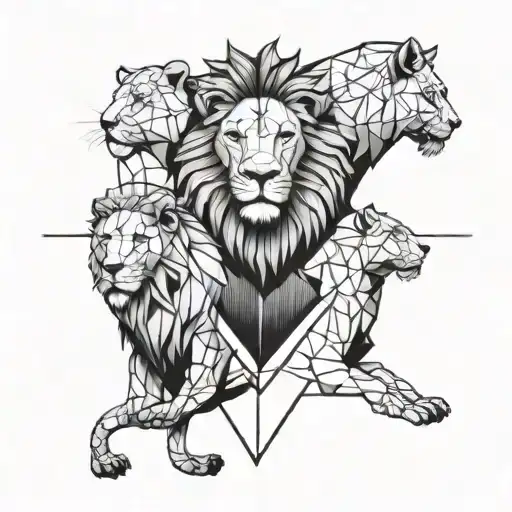 Lion Family Tattoo With Names