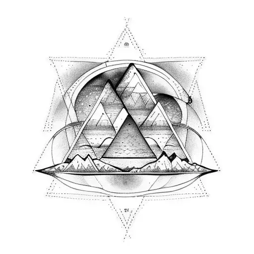 A Triangle With Mountain And 3 Moon Phase Of Life