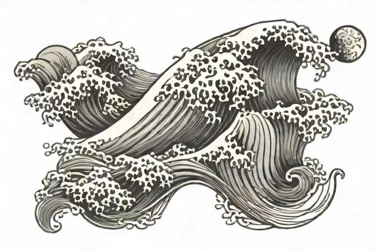 Kanagawa Wave With Moon