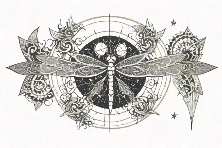 Dragonfly Moon Star Sun
