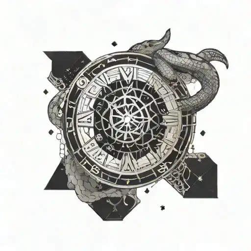 Watch Dial And Snake With Dark Galaxy Night Background