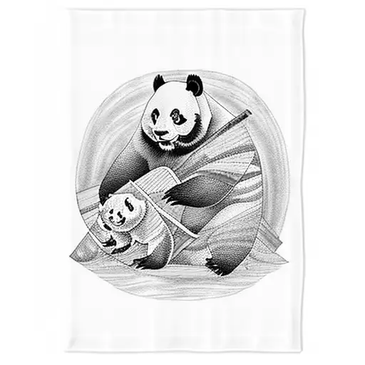 A Traditional Style Tattoo Of A Panda Sunbathing On A Rainbow Beach Towel