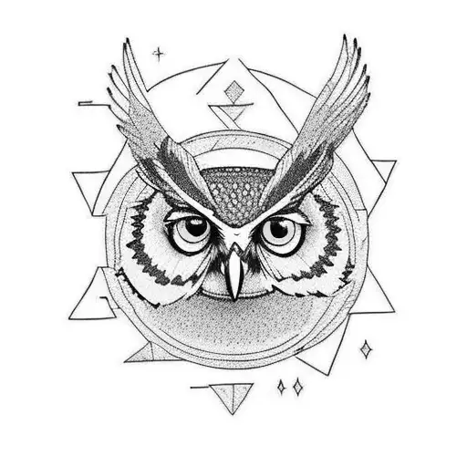 A Minimalist Tattoo Of An Owl Perched On A Road Sign With The Words 'Mental Healing'