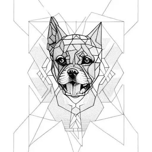 Geometric Leg Sleeve With Realism Dog In Middle
