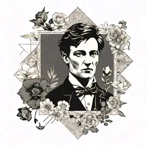 A Book With Arthur Rimbaud And Flowers Growing