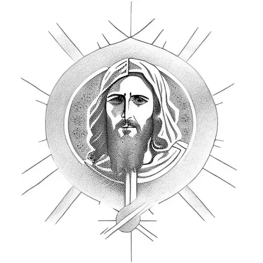 Jesus Crist With A Cross On Behind