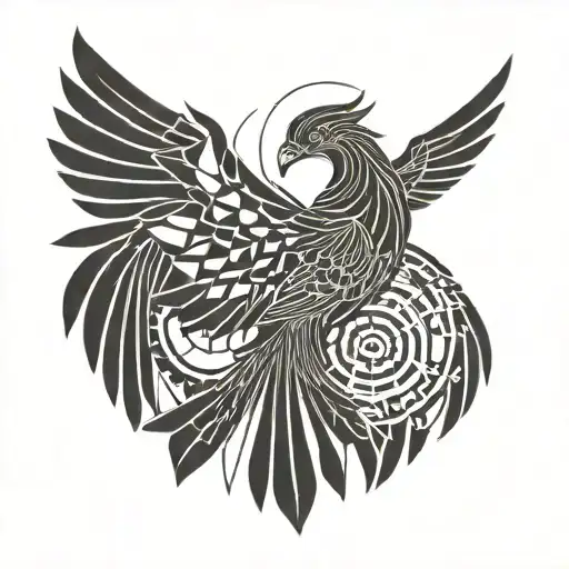 Phoenix On The Shoulder With Wing On The Chest