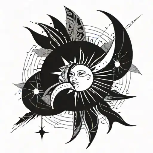 Sun And Moon Merging Together