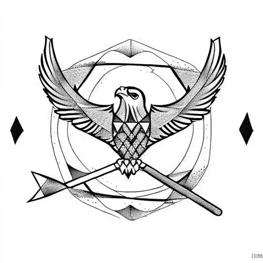 One Line Eagle With Arrow