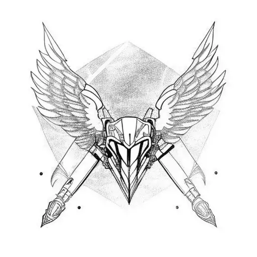 Motorcycle With Wings And Simbols Of Strength And Health