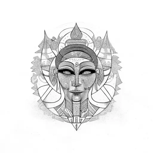 Pre-columbian Shamanic Sharp Lines Female Merging With The Earth Rebirth