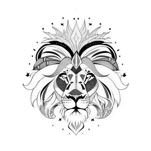 Lion With Warriors And Moon