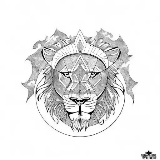 Warriors Fighting With Lion And Moon