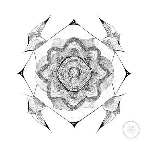 Hexagon With Mandala And Disney